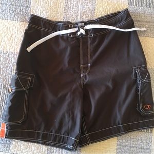 Ocean Pacific Men’s Shorts Brown & Orange Size XL (40/42) Lined Swim Trunks
